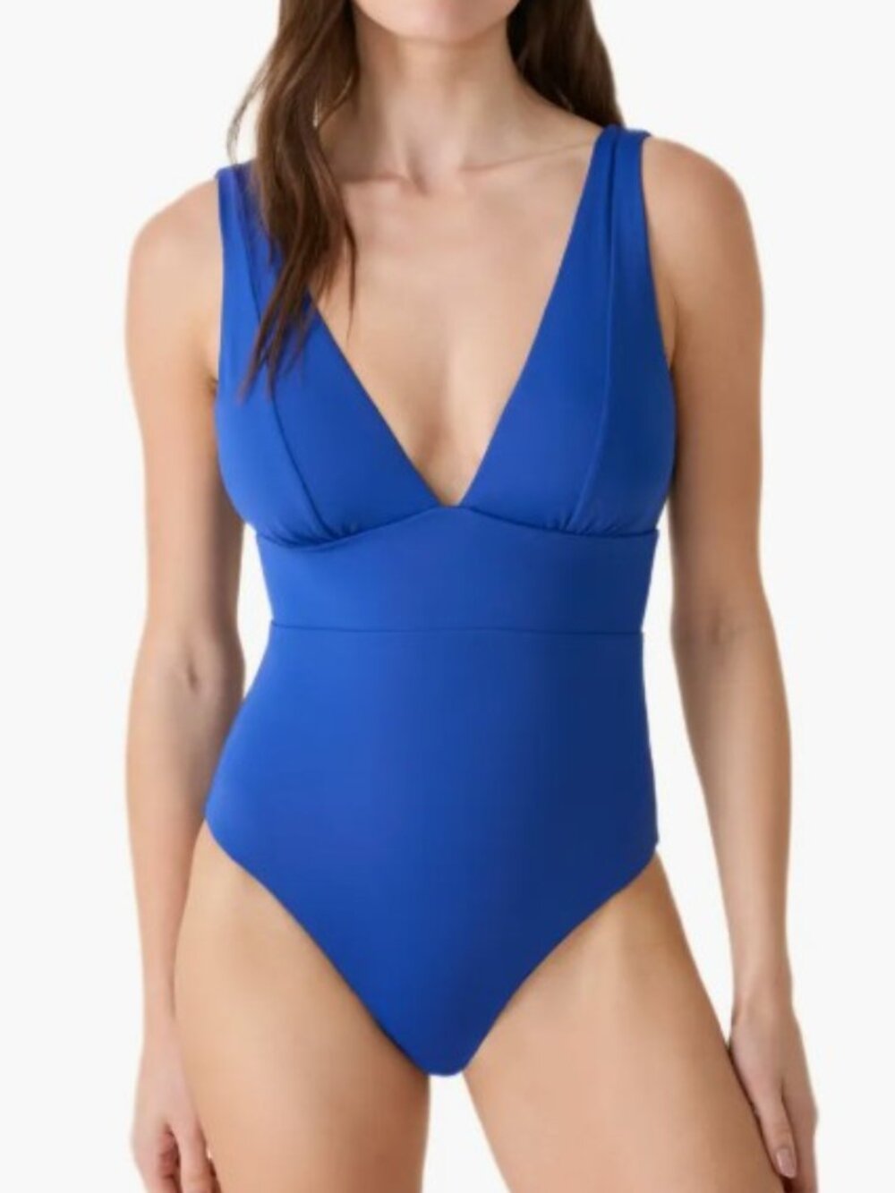NWT - Andie Mykonos Plunge One-Piece Swimsuit in Mazarine (Blue) - Size MT